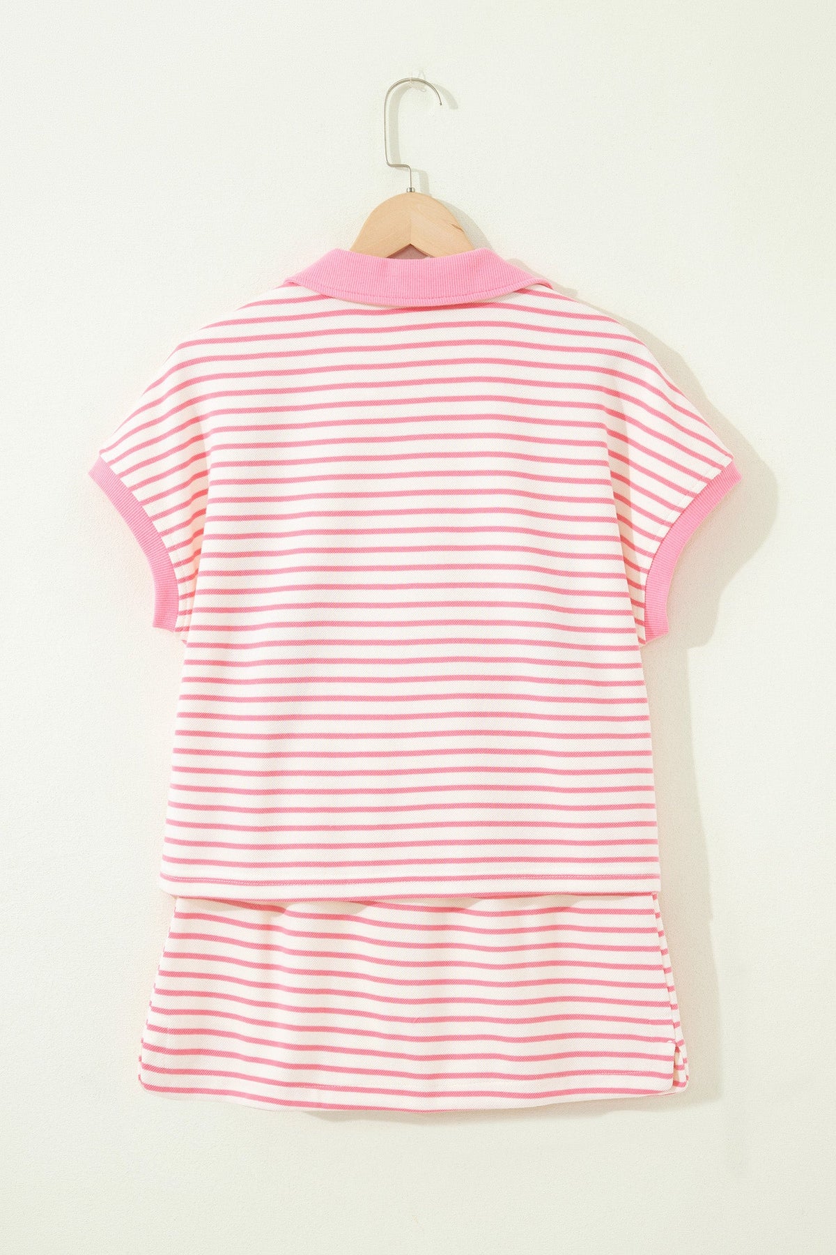 Stripe Colorblock Polo Tee & Drawstring Skort Set