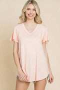 V Neck Semi Flare Short SLV Top