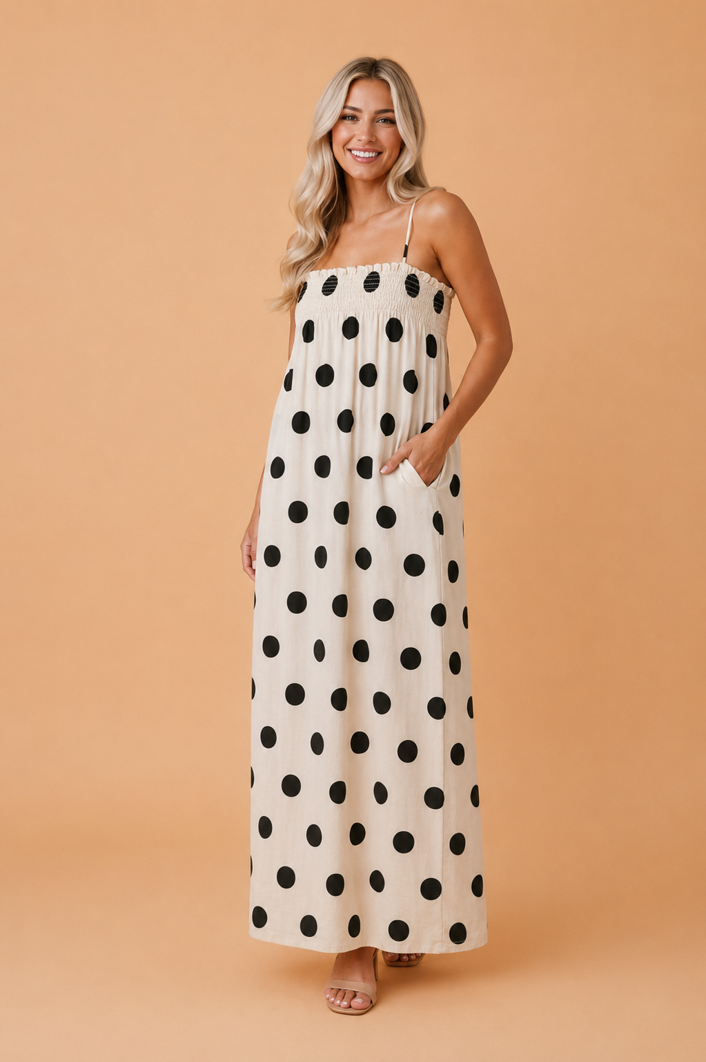 Polka Dot Spaghetti Strap Maxi Dress
