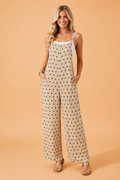 Polka Dot & Floral Spaghetti Strap Jumpsuit